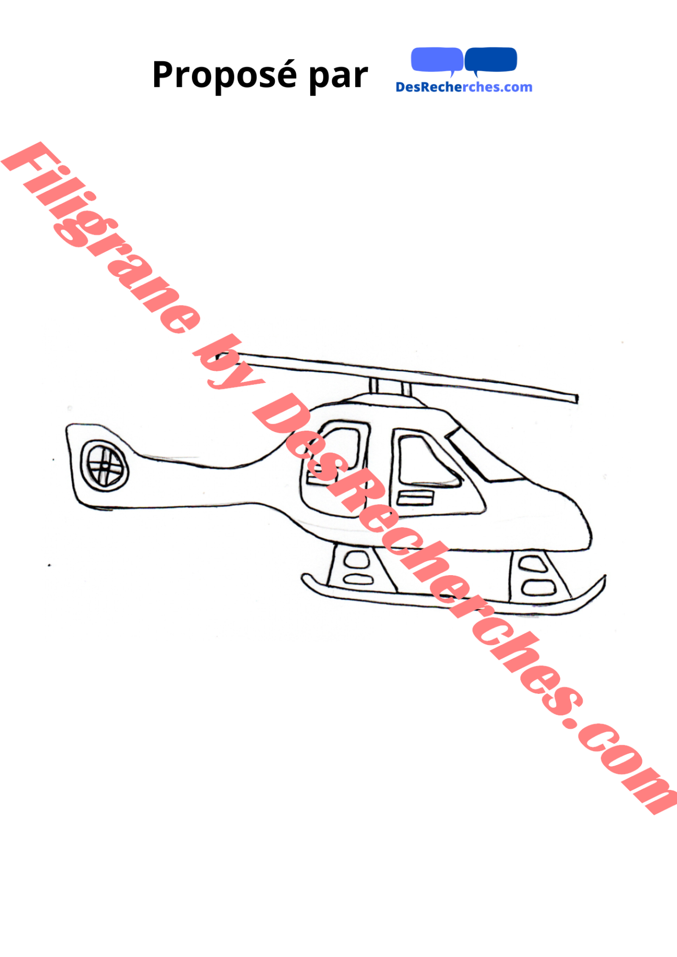 Coloriage d'hélicoptère - 062023-1 - filigrane